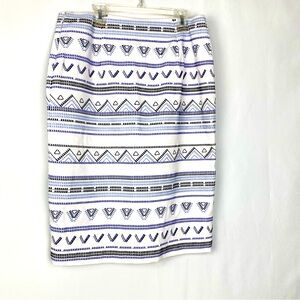White House Black Market Aztec Pattern Embroidered Pencil Skirt Size 8